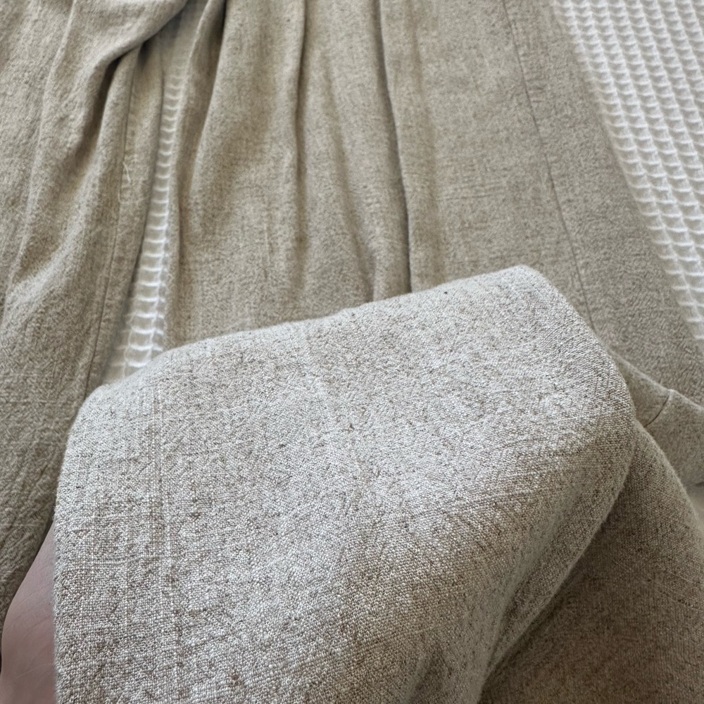 Vici Neutral Taupe Smocked Waist Wide-Leg Linen Pants - Picture 6 of 6